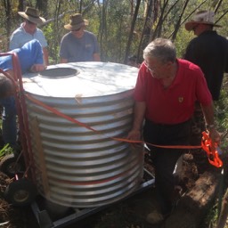 Tank being installed on its base